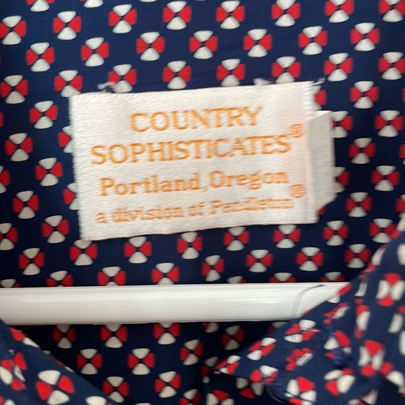 Vintage Pendleton, blouse, navy and red and white, size 12 - Picture 2 of 4